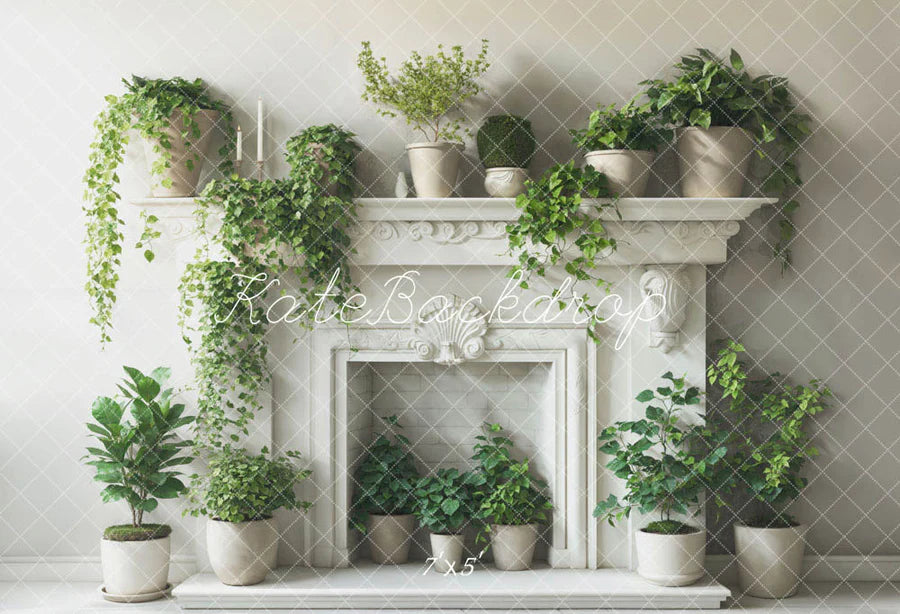 Kate Frühling Greenery Weiß Kamin Hintergrund von Emetselch - Kate Backdrop.de