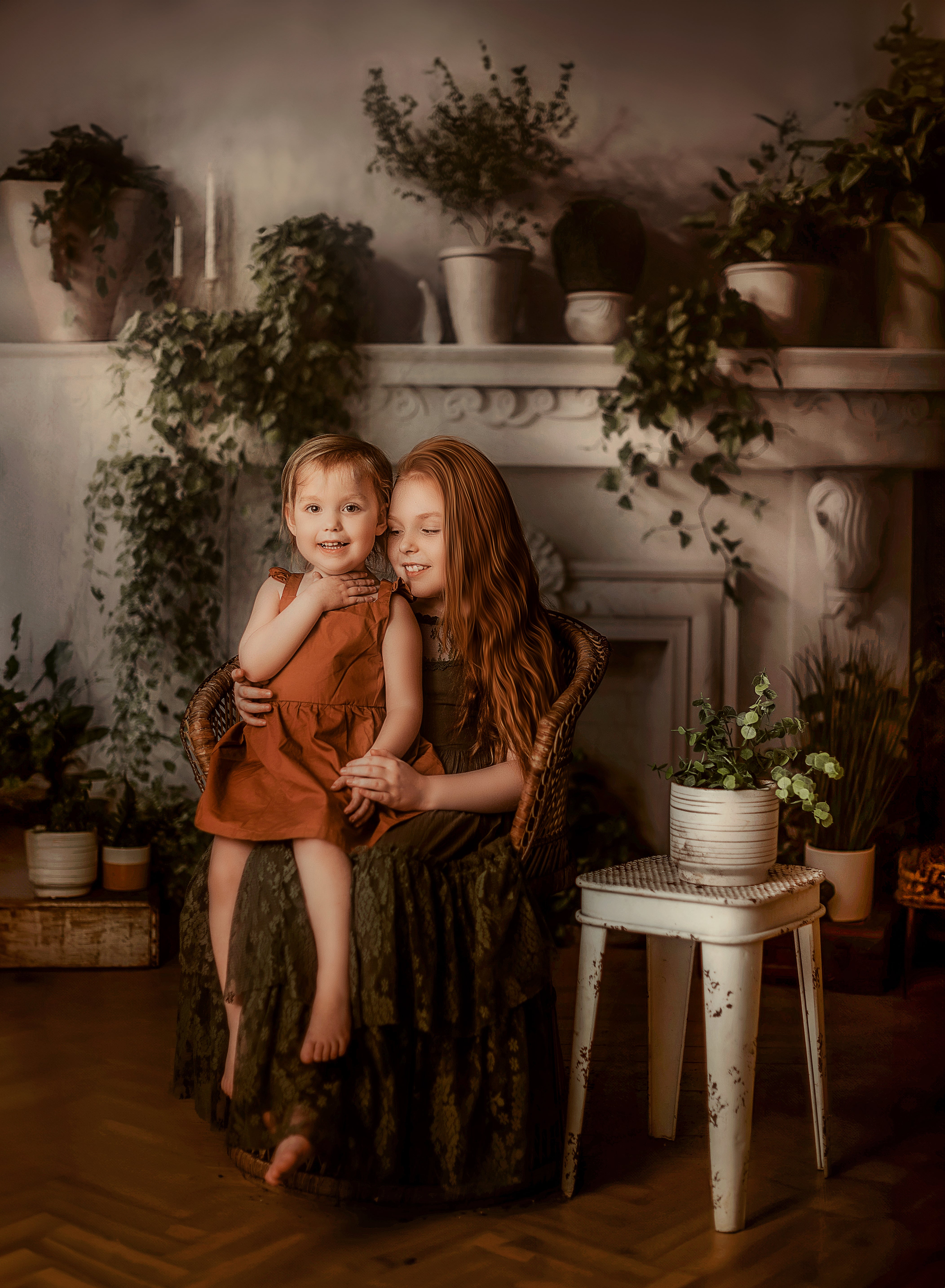 Kate Frühling Greenery Weiß Kamin Hintergrund von Emetselch - Kate Backdrop.de