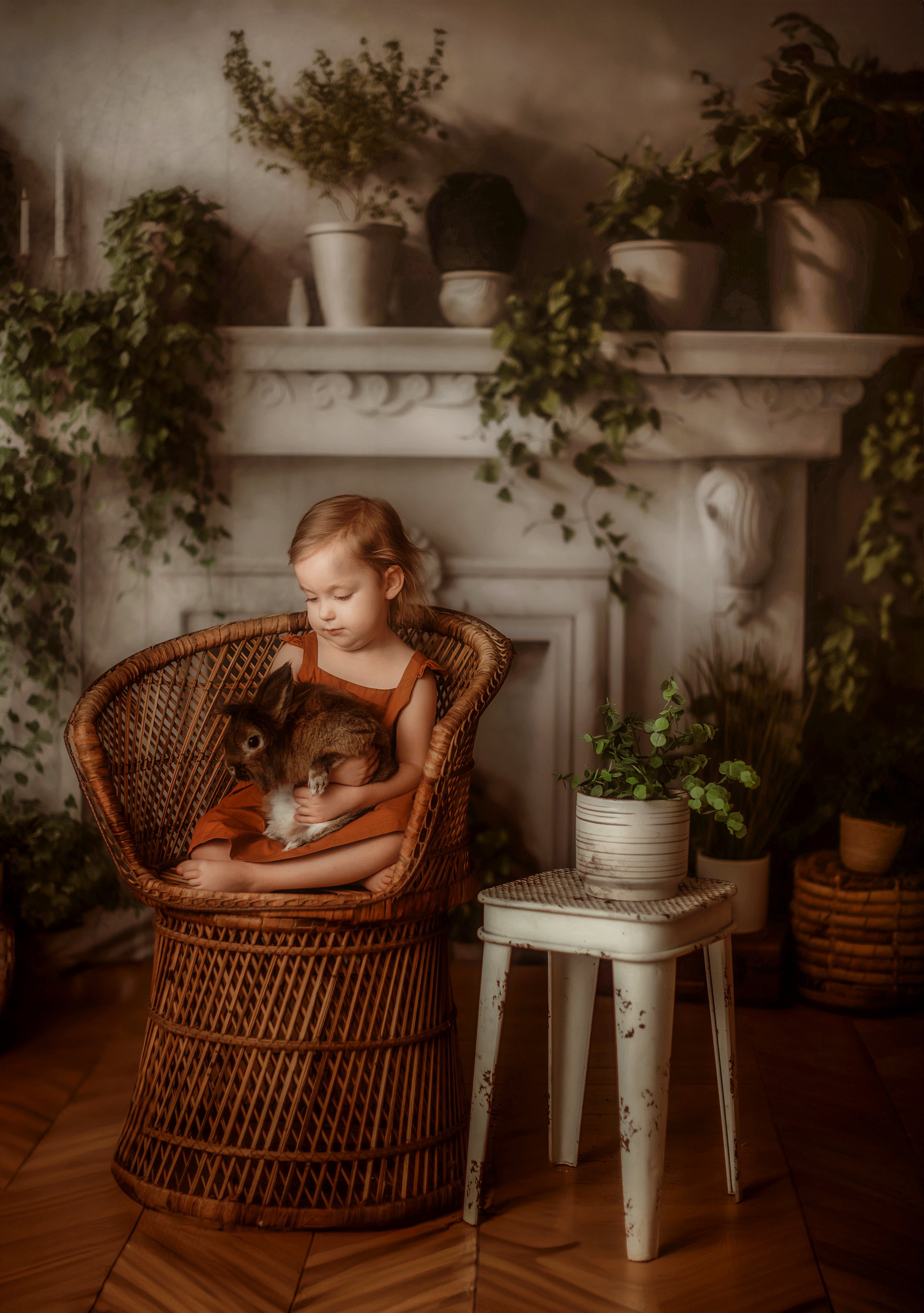 Kate Frühling Greenery Weiß Kamin Hintergrund von Emetselch - Kate Backdrop.de