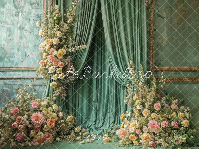 Kate Frühling Blumen Grün Vorhang Wand Hintergrund von Emetselch - Kate Backdrop.de