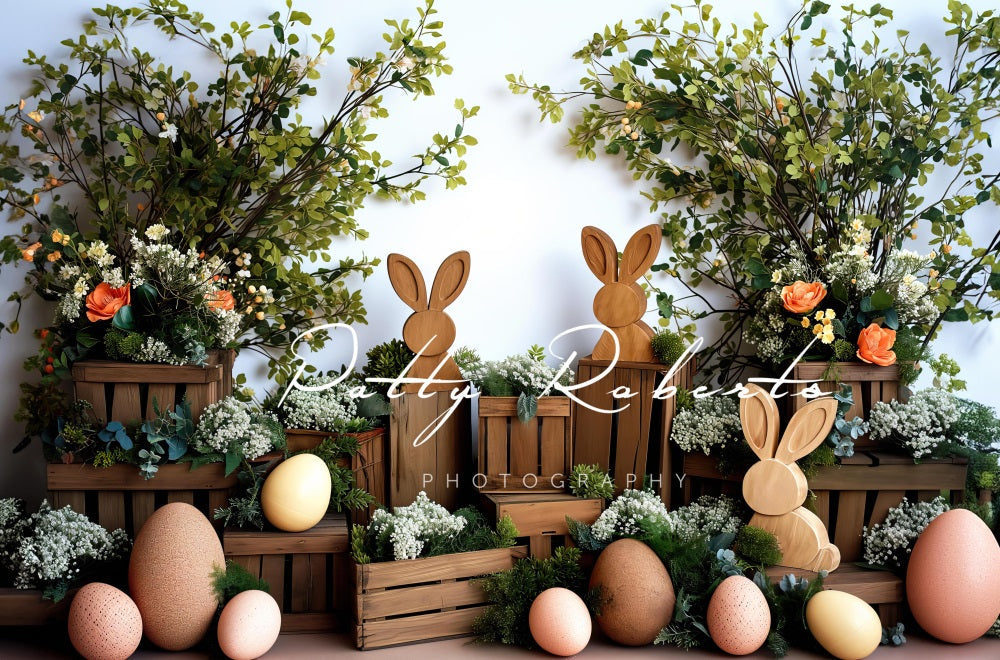 Kate Holzhasen Ostern Fleece Hintergrund Entworfen von Patty Robert - Kate Backdrop.de