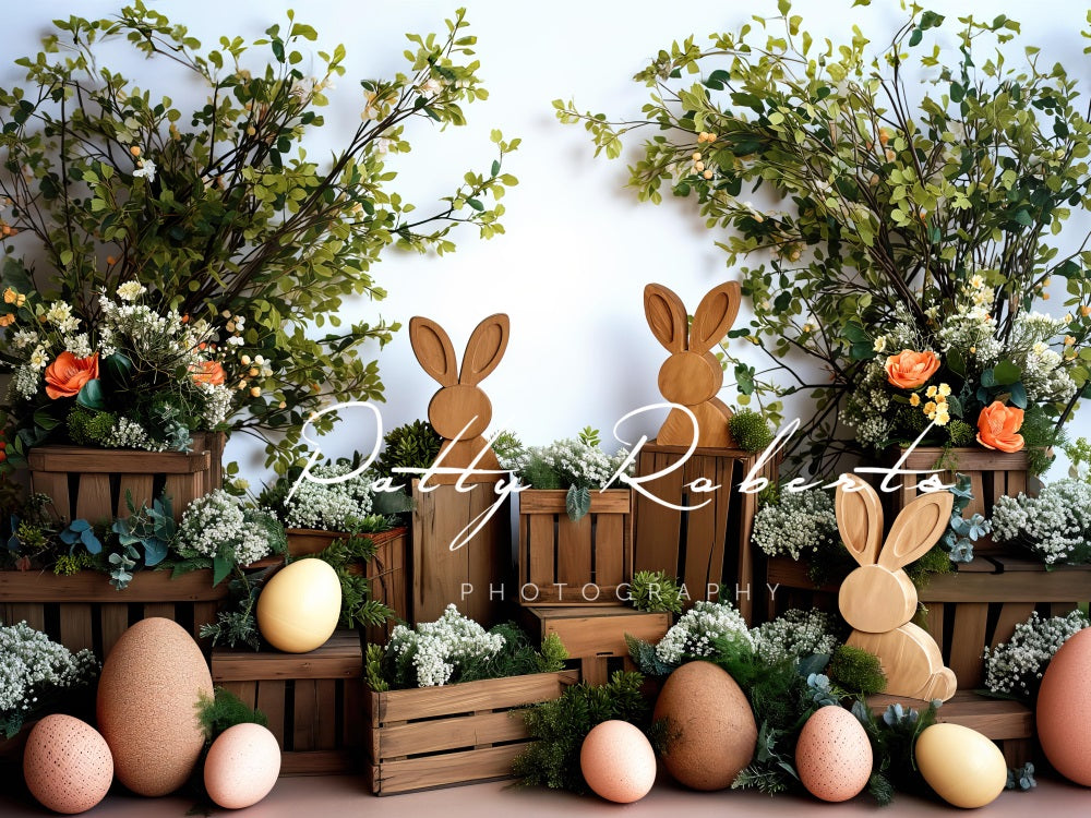 Kate Holzhasen Ostern Fleece Hintergrund Entworfen von Patty Robert - Kate Backdrop.de