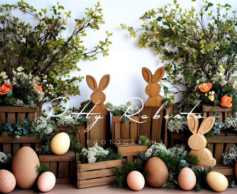 Kate Holzhasen Ostern Fleece Hintergrund Entworfen von Patty Robert - Kate Backdrop.de