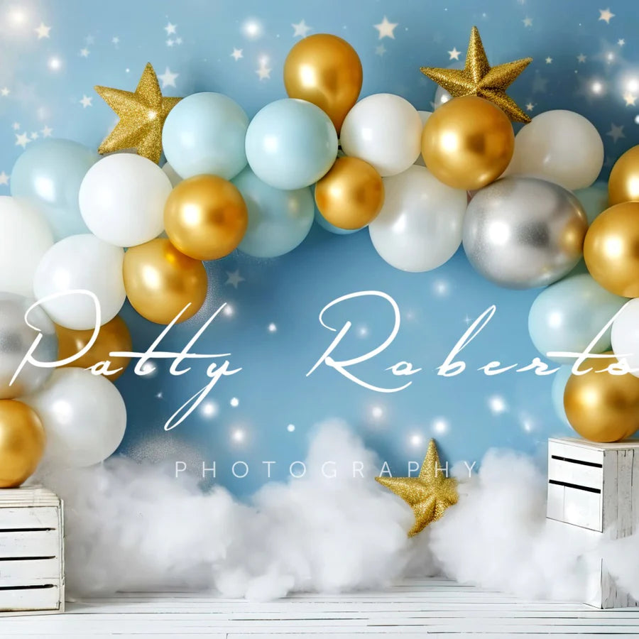 Kate Smash Cake Sterne und Luftballons Hintergrund von Patty Roberts - Kate Backdrop.de