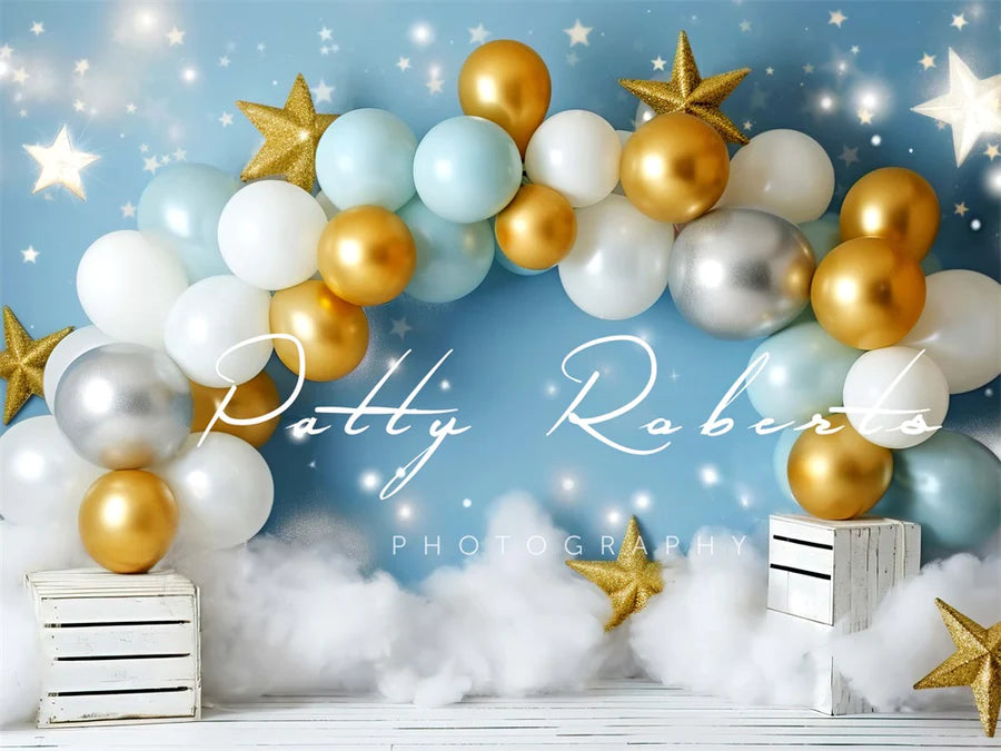 Kate Smash Cake Sterne und Luftballons Hintergrund von Patty Roberts - Kate Backdrop.de