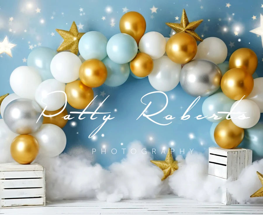 Kate Smash Cake Sterne und Luftballons Hintergrund von Patty Roberts - Kate Backdrop.de