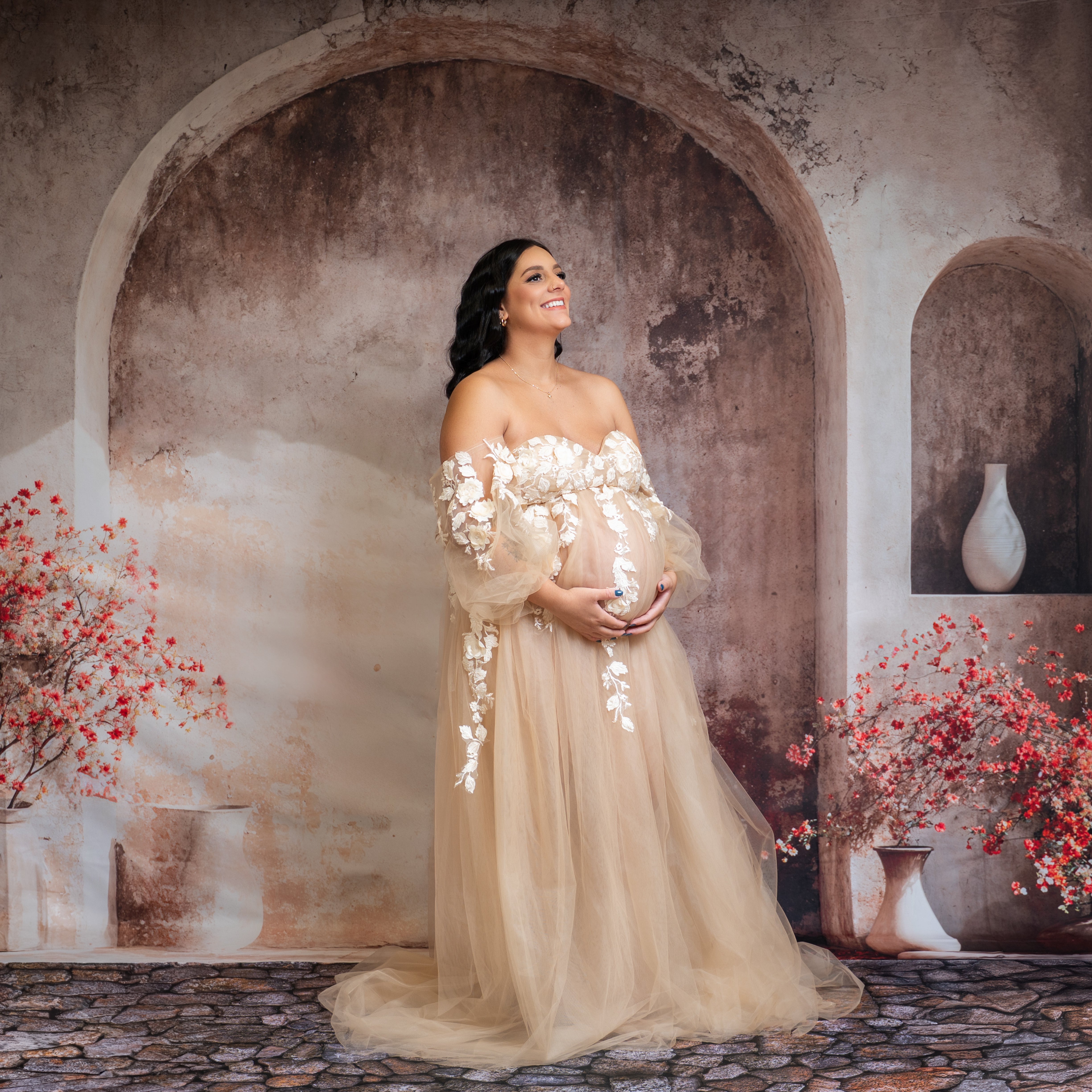 Kate Frühling Moderner Stil Blumentopf Bogen Wandhintergrund von Emetselch - Kate Backdrop.de
