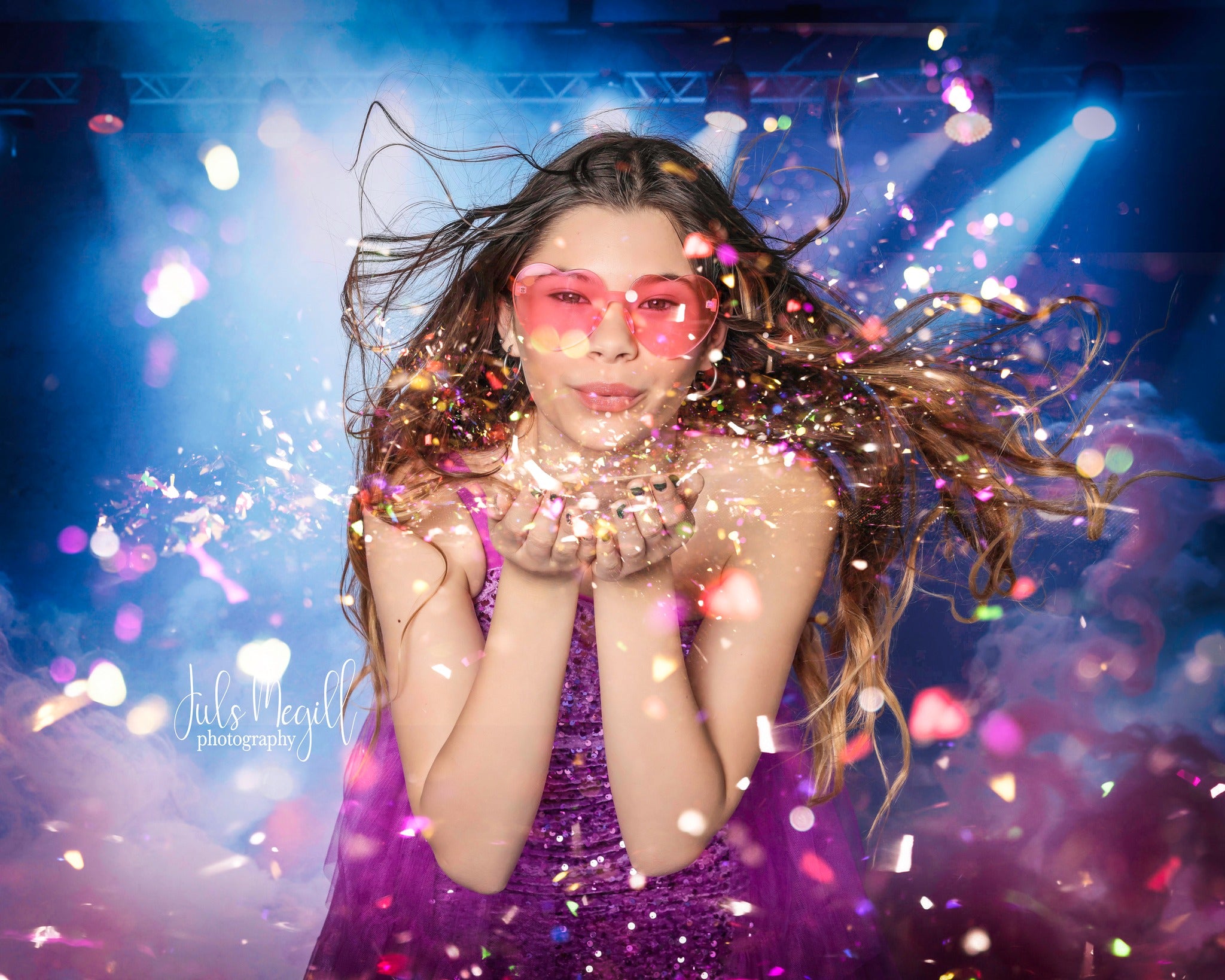 Kate Rosa Rauch Bühne Beleuchtung Hintergrund+blau lila Bühne Boden Hintergrund - Kate Backdrop.de