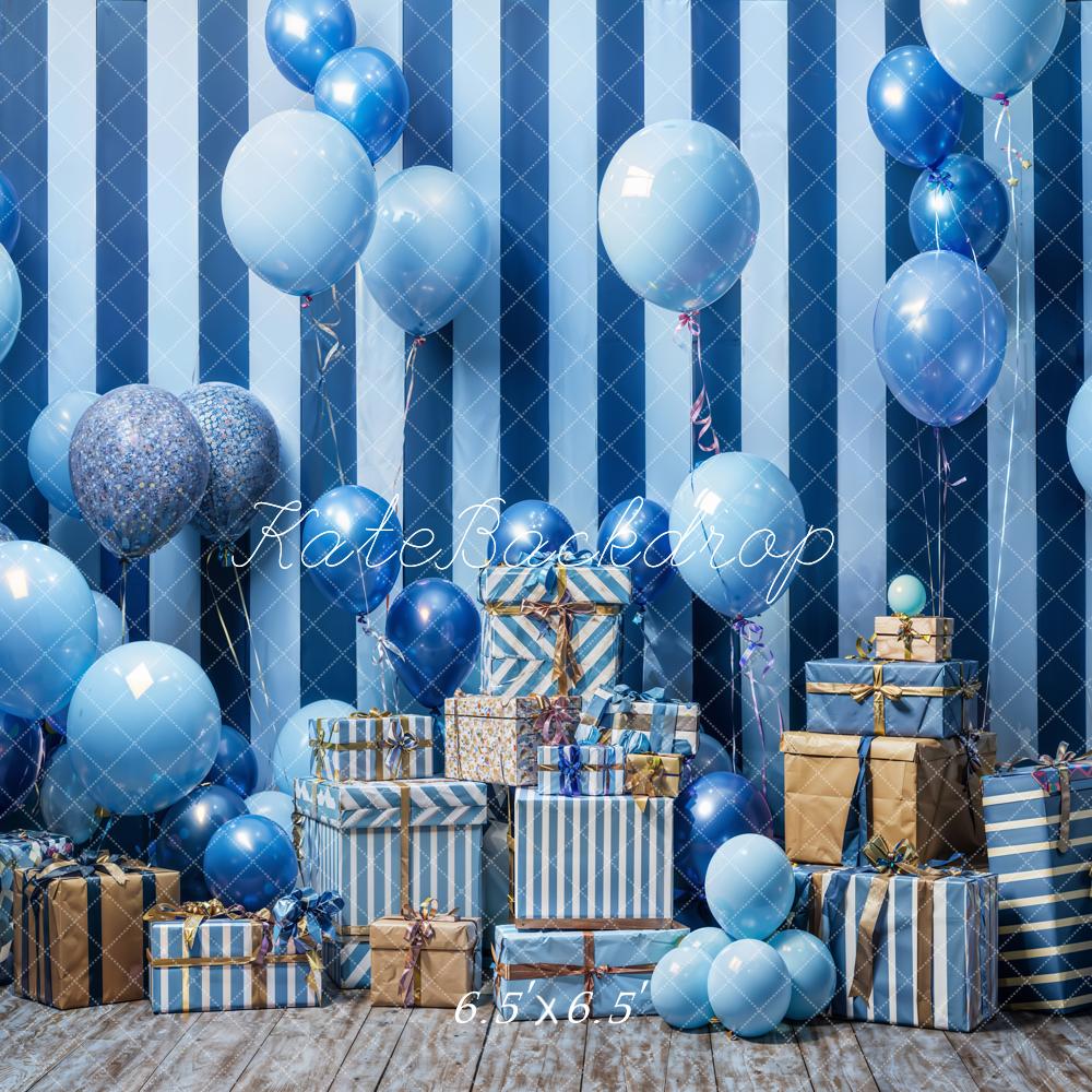 Kate Blue Balloon Gifts Cake Smash-Hintergrund Entworfen von Emetselch - Kate Backdrop.de