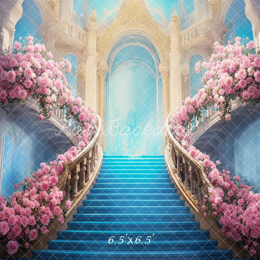 Kate Palace Blue Stairs Flower Hintergrund von Chain Photography - Kate Backdrop.de