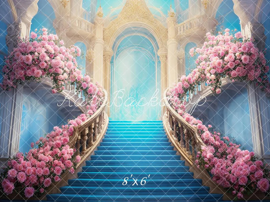 Kate Palace Blue Stairs Flower Hintergrund von Chain Photography - Kate Backdrop.de