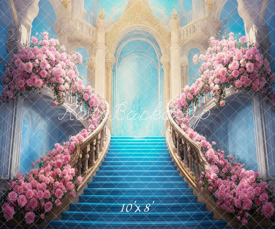 Kate Palace Blue Stairs Flower Hintergrund von Chain Photography - Kate Backdrop.de
