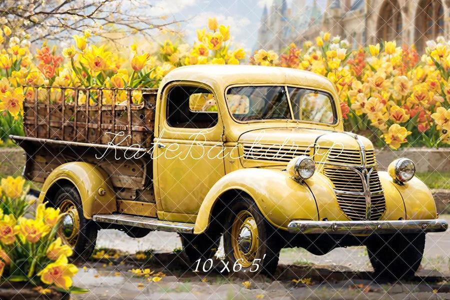 Kate Frühling Gelbe Blumen LKW Hintergrund von Emetselch - Kate Backdrop.de