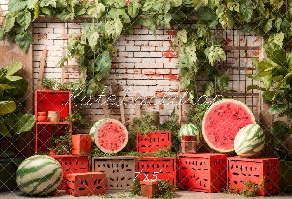 Kate Summer Backsteinmauer-Wassermelonen-Hintergrund Entworfen von Emetselch - Kate Backdrop.de