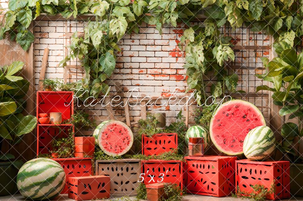 Kate Summer Backsteinmauer-Wassermelonen-Hintergrund Entworfen von Emetselch - Kate Backdrop.de
