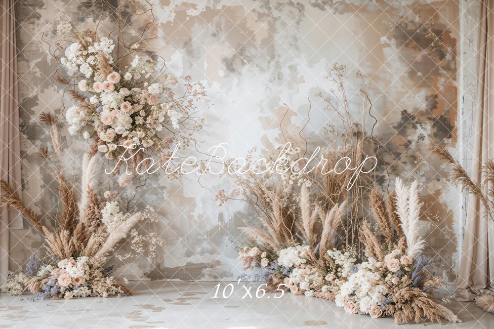 Kate Boho Abstract Art Blumen Schilf Hintergrund entworfen von Emetselch - Kate Backdrop.de