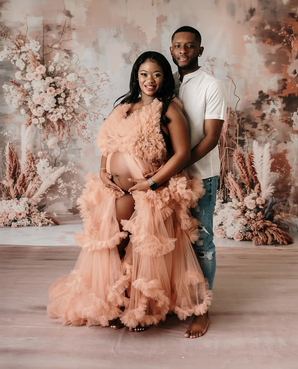 Kate Boho Abstrakte Kunstblumenrohrleuchte Hellgraue Wandhintergrund + Retro Weiß Brauner Marmorbodenhintergrund - Kate Backdrop.de