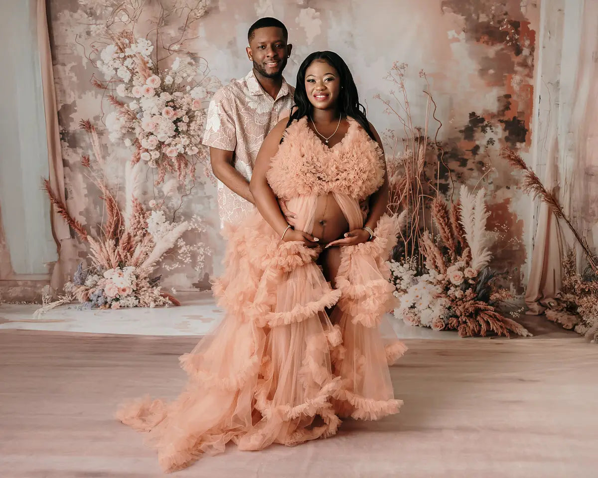 Kate Boho Abstrakte Kunstblumenrohrleuchte Hellgraue Wandhintergrund + Retro Weiß Brauner Marmorbodenhintergrund - Kate Backdrop.de