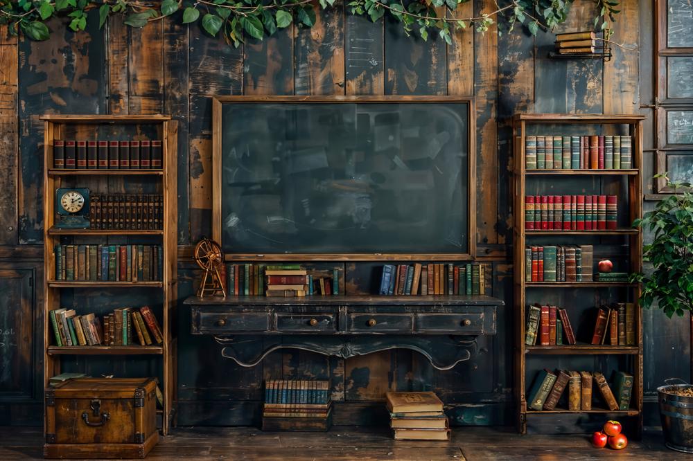 Kate Zurück zur Schule Tafel Buch Schreibtisch Hintergrund Entworfen von Emetselch - Kate Backdrop.de