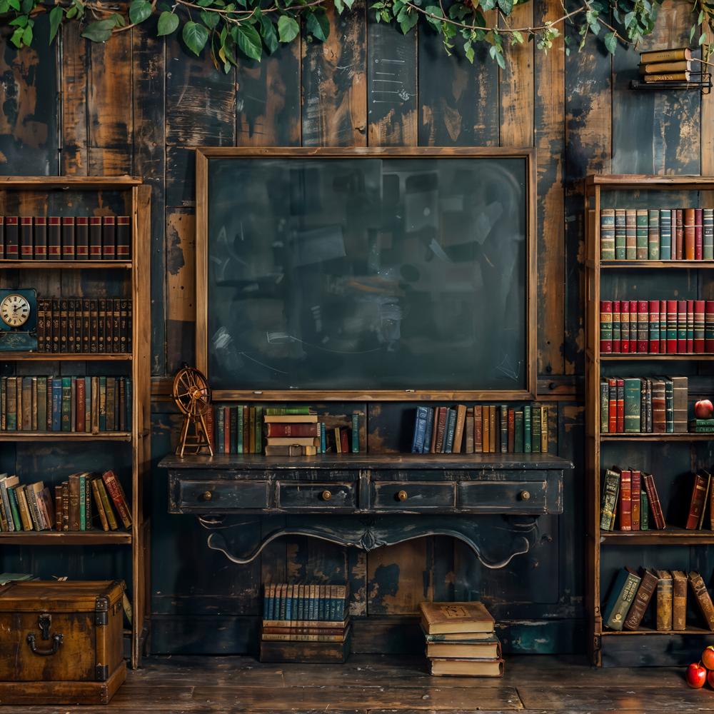 Kate Zurück zur Schule Tafel Buch Schreibtisch Hintergrund Entworfen von Emetselch - Kate Backdrop.de