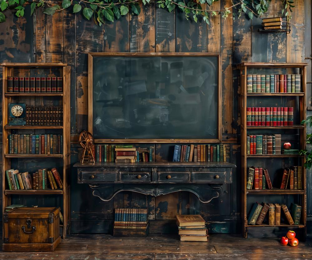 Kate Zurück zur Schule Tafel Buch Schreibtisch Hintergrund Entworfen von Emetselch - Kate Backdrop.de