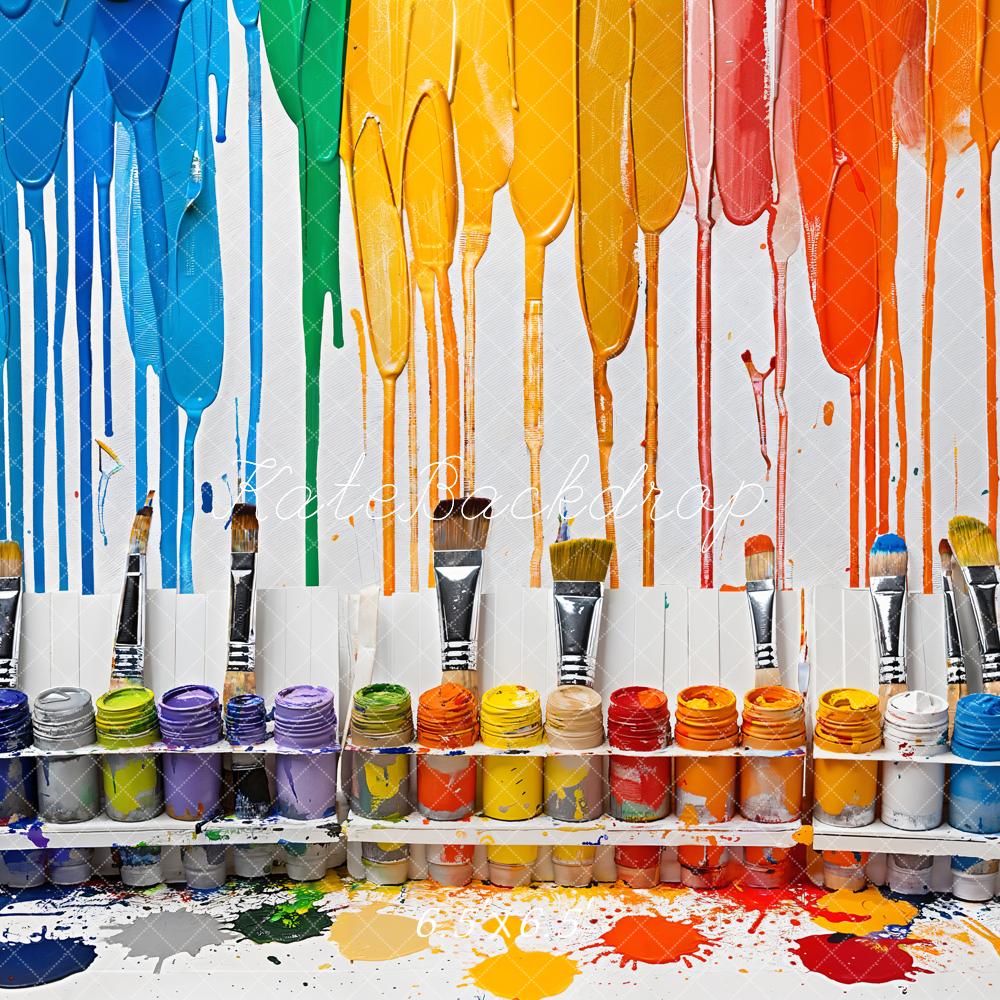 Kate Bunte Aquarell Werkzeuge Hintergrund zurück zu Schule entworfen von Emetselch - Kate Backdrop.de