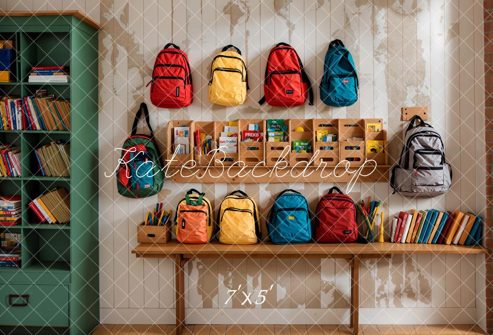 Kate Zurück zur Schule Bunte Taschen Hintergrund Entworfen von Emetselch - Kate Backdrop.de