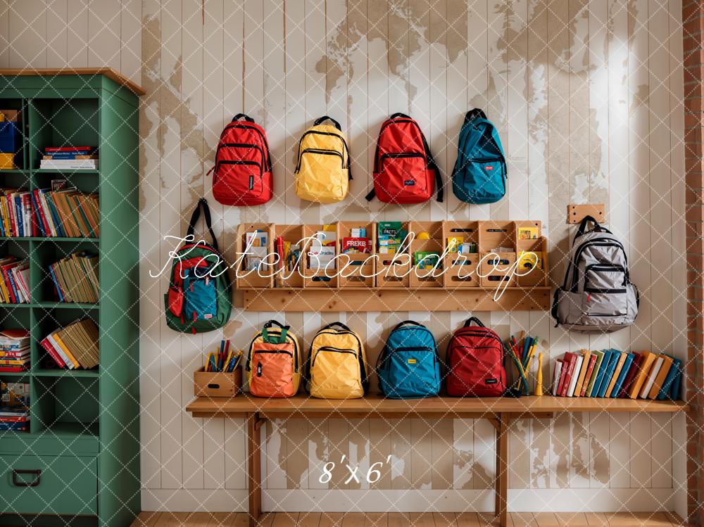 Kate Zurück zur Schule Bunte Taschen Hintergrund Entworfen von Emetselch - Kate Backdrop.de
