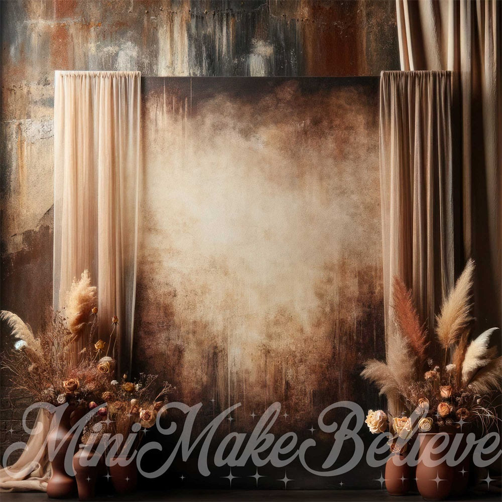 Kate Muttertag Kulisse Braun Boho Pampas Floral Entworfen von Mini MakeBelieve - Kate Backdrop.de