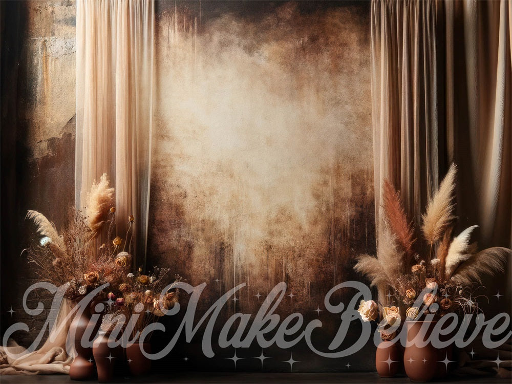 Kate Muttertag Kulisse Braun Boho Pampas Floral Entworfen von Mini MakeBelieve - Kate Backdrop.de