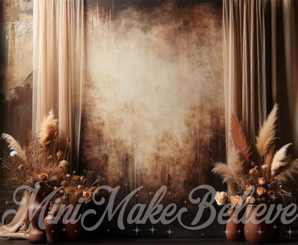 Kate Muttertag Kulisse Braun Boho Pampas Floral Entworfen von Mini MakeBelieve - Kate Backdrop.de
