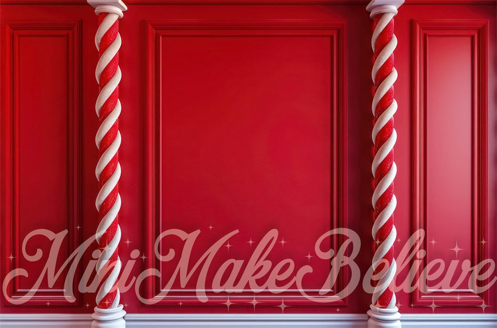 Kate Weihnachten Rote Zuckerstangenwand Hintergrund Entworfen von Mini MakeBelieve - Kate Backdrop.de