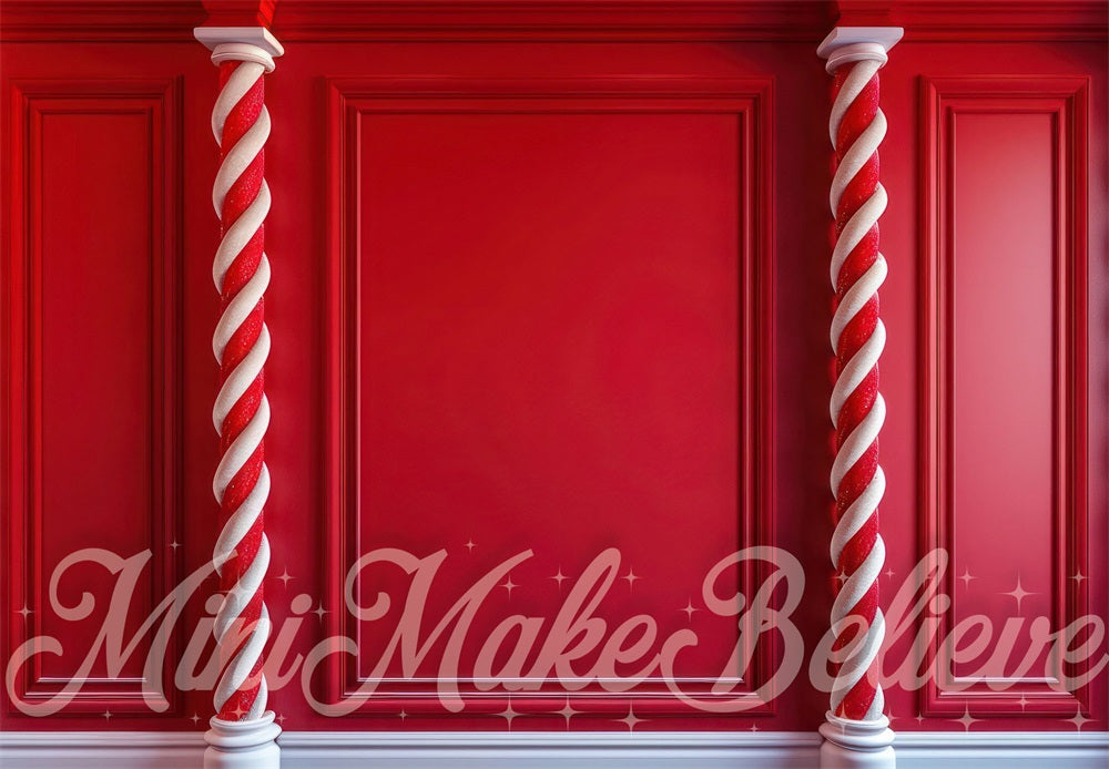 Kate Weihnachten Rote Zuckerstangenwand Hintergrund Entworfen von Mini MakeBelieve - Kate Backdrop.de
