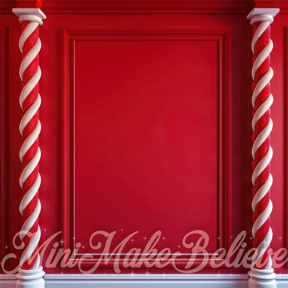 Kate Weihnachten Rote Zuckerstangenwand Hintergrund Entworfen von Mini MakeBelieve - Kate Backdrop.de