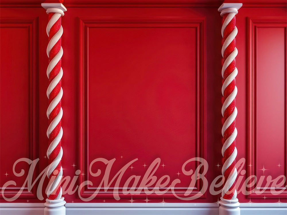 Kate Weihnachten Rote Zuckerstangenwand Hintergrund Entworfen von Mini MakeBelieve - Kate Backdrop.de