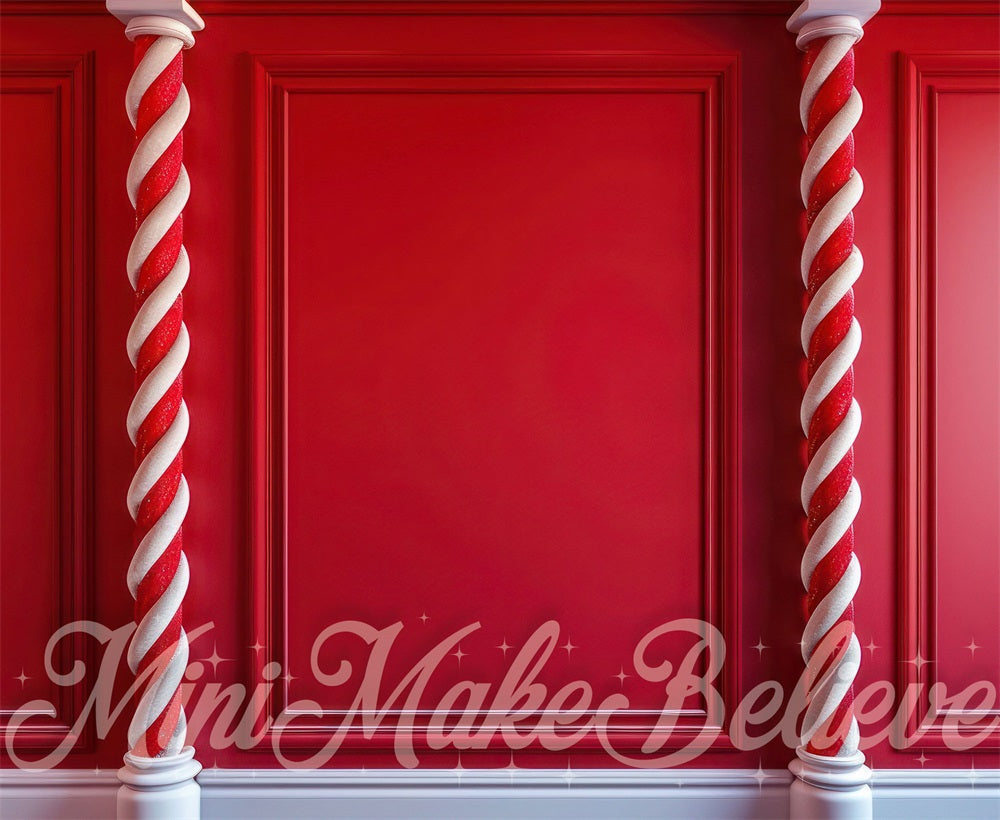 Kate Weihnachten Rote Zuckerstangenwand Hintergrund Entworfen von Mini MakeBelieve - Kate Backdrop.de
