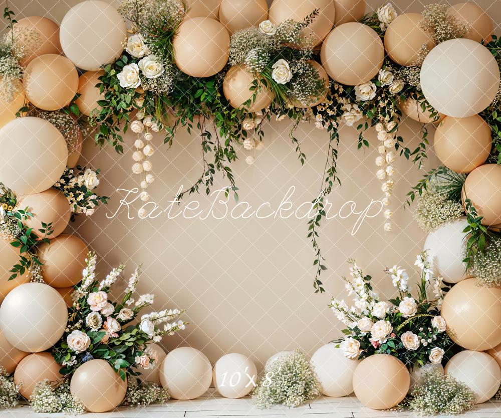 Kate Cake Smash Blume Beige Ballon-Wand Hintergrund Entworfen von Emetselch - Kate Backdrop.de