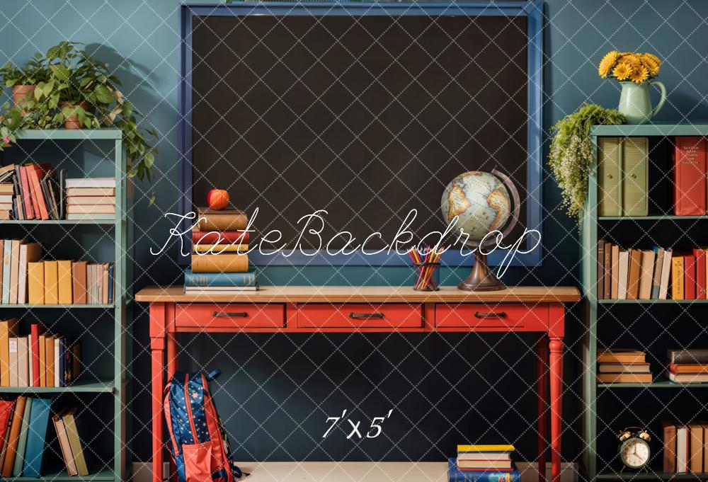 Kate Zurück zu Schule Hintergründe Buch Apfel Globus Schultafel Entworfen von Emetselch - Kate Backdrop.de