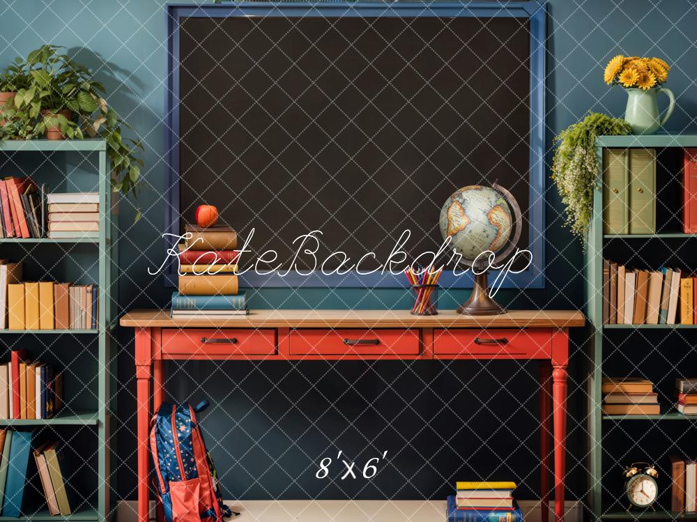 Kate Zurück zu Schule Hintergründe Buch Apfel Globus Schultafel Entworfen von Emetselch - Kate Backdrop.de