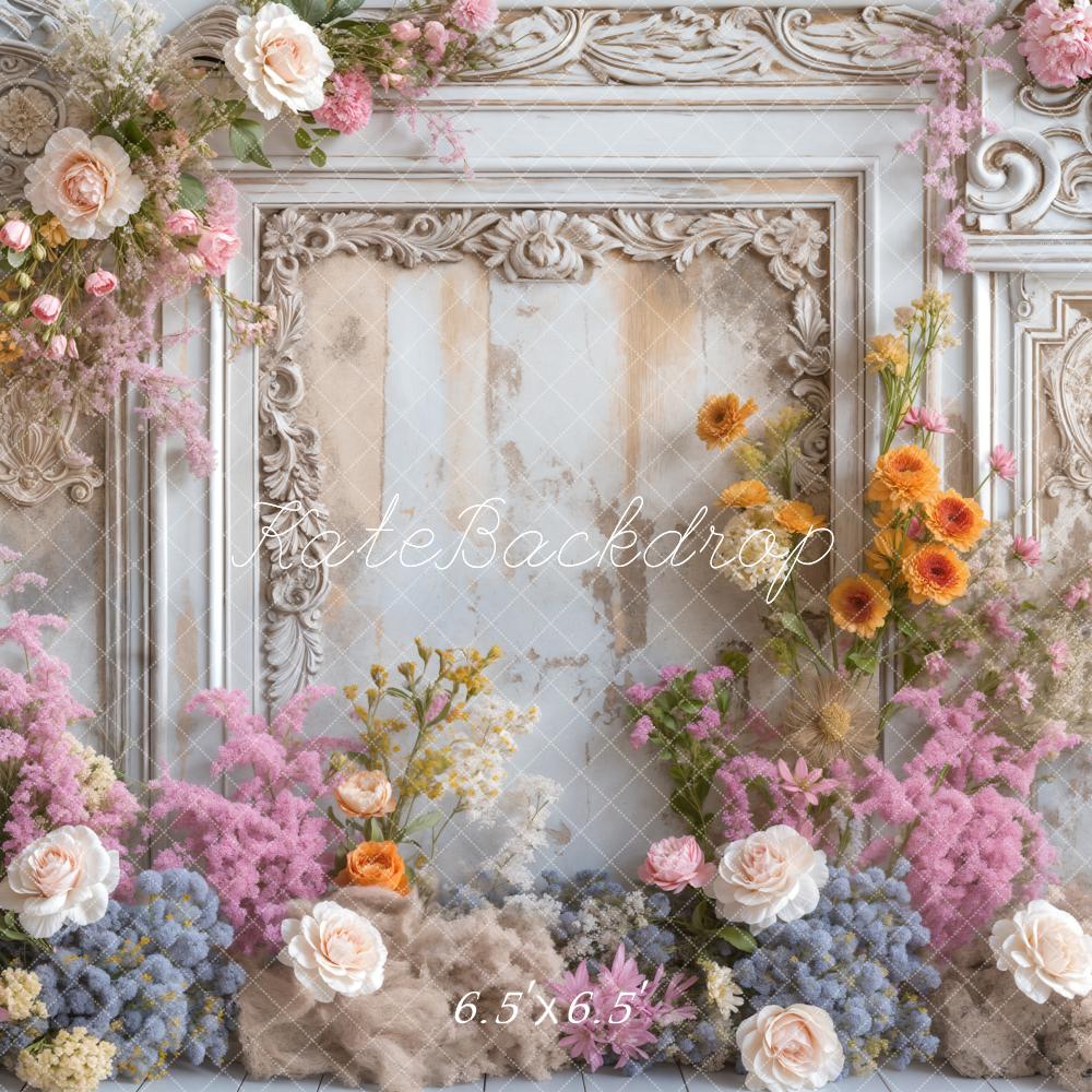 Kate Frühlings Kunst Blumen Weiße Vintage Wand Hintergrund Entworfen von Emetselch - Kate Backdrop.de