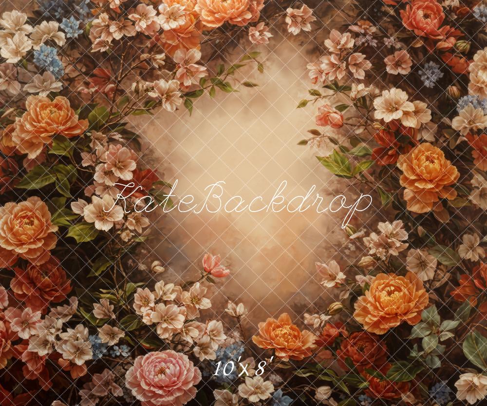 Kate Fine Art Retro Bunte Blume Braun Hintergrund - Kate Backdrop.de