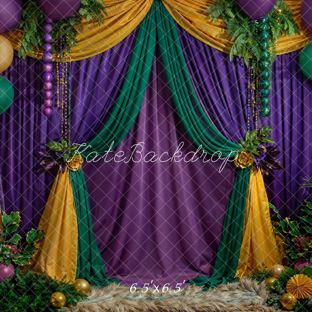 Kate Karneval Gelb Lila Grün Pflanzenvorhang Hintergrund Entworfen von Emetselch - Kate Backdrop.de