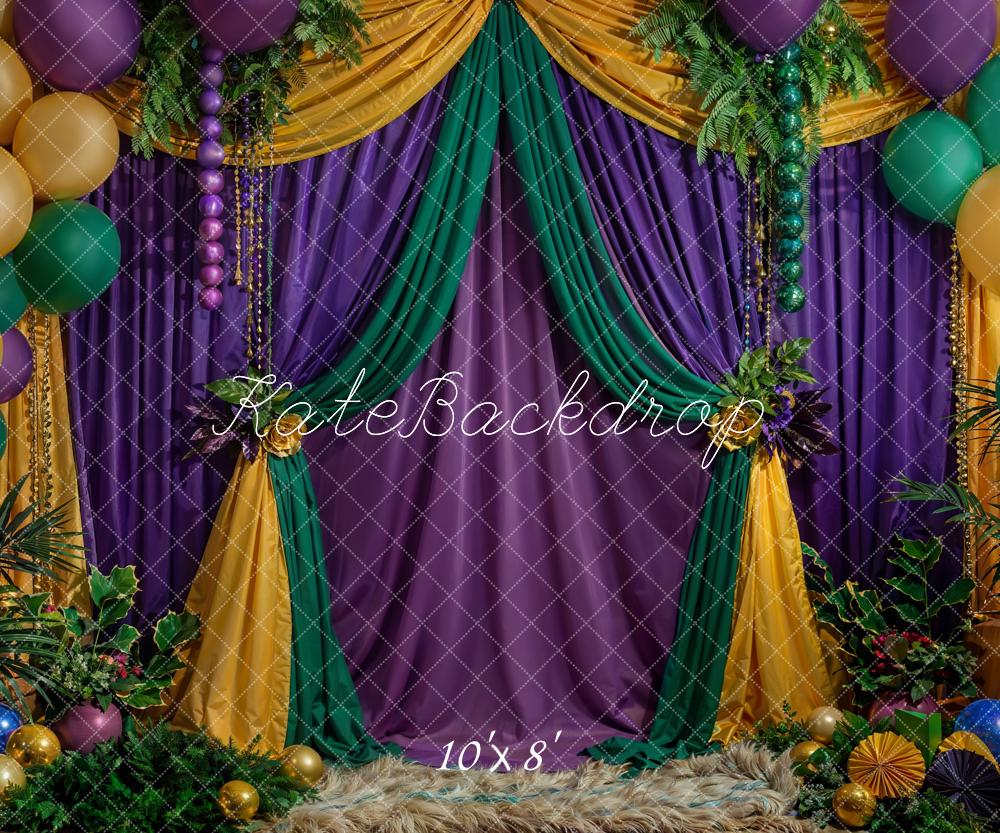 Kate Karneval Gelb Lila Grün Pflanzenvorhang Hintergrund Entworfen von Emetselch - Kate Backdrop.de