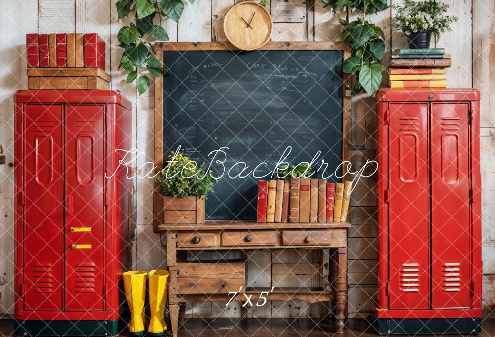 Kate Zurück zur Schule Roter Spind Hintergrund Entworfen von Emetselch - Kate Backdrop.de
