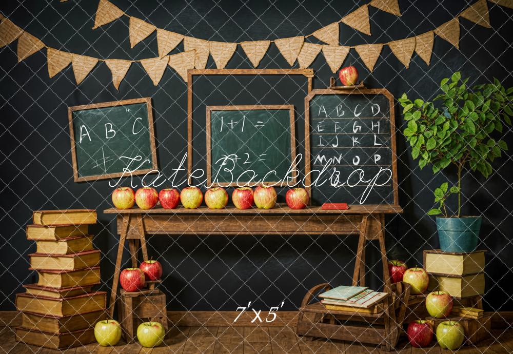 Kate Zurück zur Schule Kreidetafel Schwarze Wand Hintergrund Entworfen von Emetselch - Kate Backdrop.de