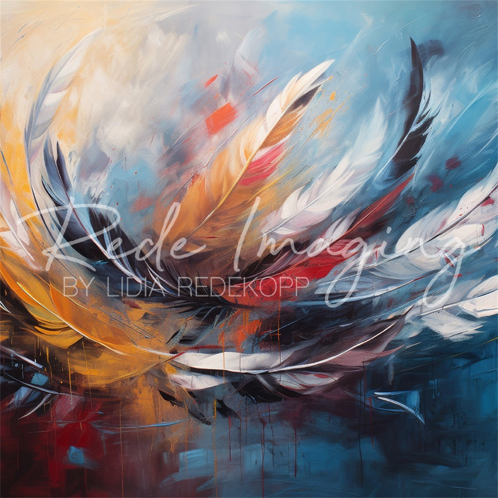 Kate Fine Art Bunter Graffiti Feder Hintergrund Entworfen von Lidia Redekopp - Kate Backdrop.de