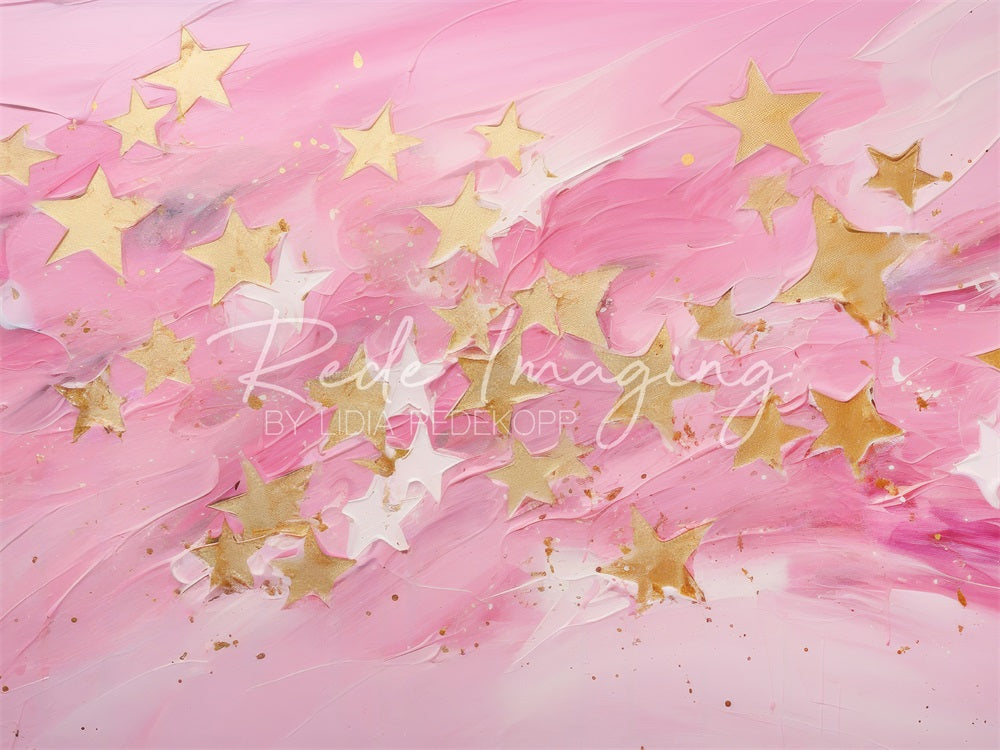 Kate Feinkunst Gemalter Gelber Weiß Stern Rosa Wand Hintergrund Entworfen von Lidia Redekopp - Kate Backdrop.de
