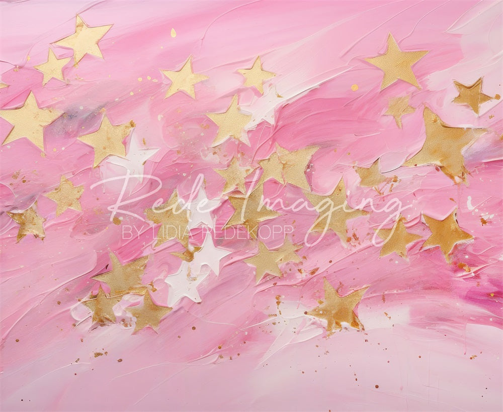 Kate Feinkunst Gemalter Gelber Weiß Stern Rosa Wand Hintergrund Entworfen von Lidia Redekopp - Kate Backdrop.de