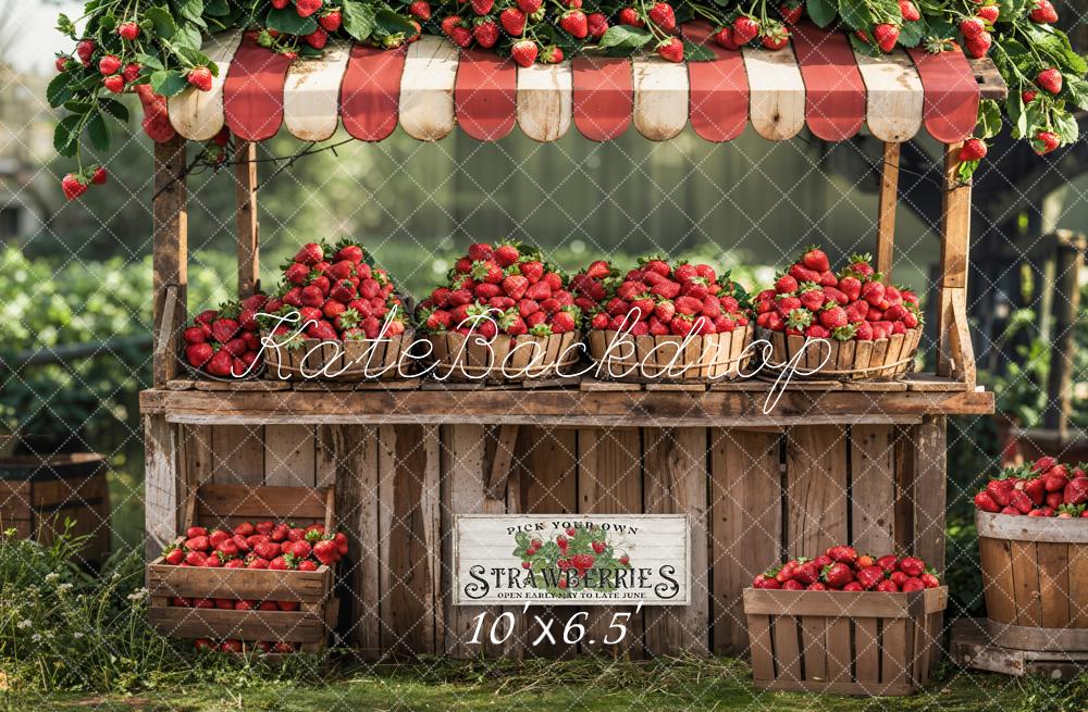 Kate Sommer Outdoor Wald Roter Erdbeerstand Hintergrund Entworfen von Emetselch
