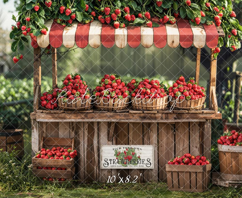 Kate Sommer Outdoor Wald Roter Erdbeerstand Hintergrund Entworfen von Emetselch